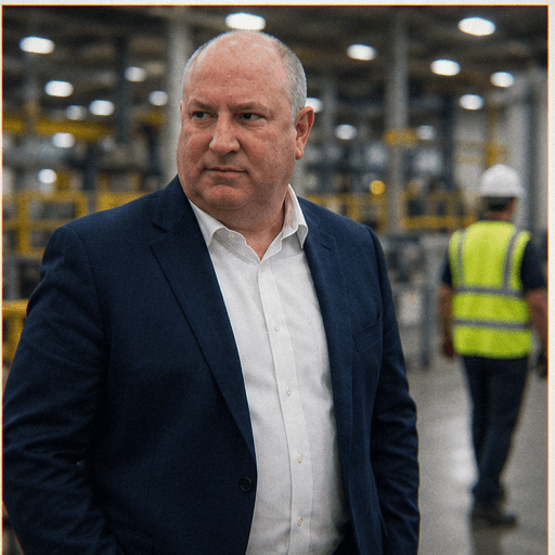 Dan Flynn walking a manufacturing facility