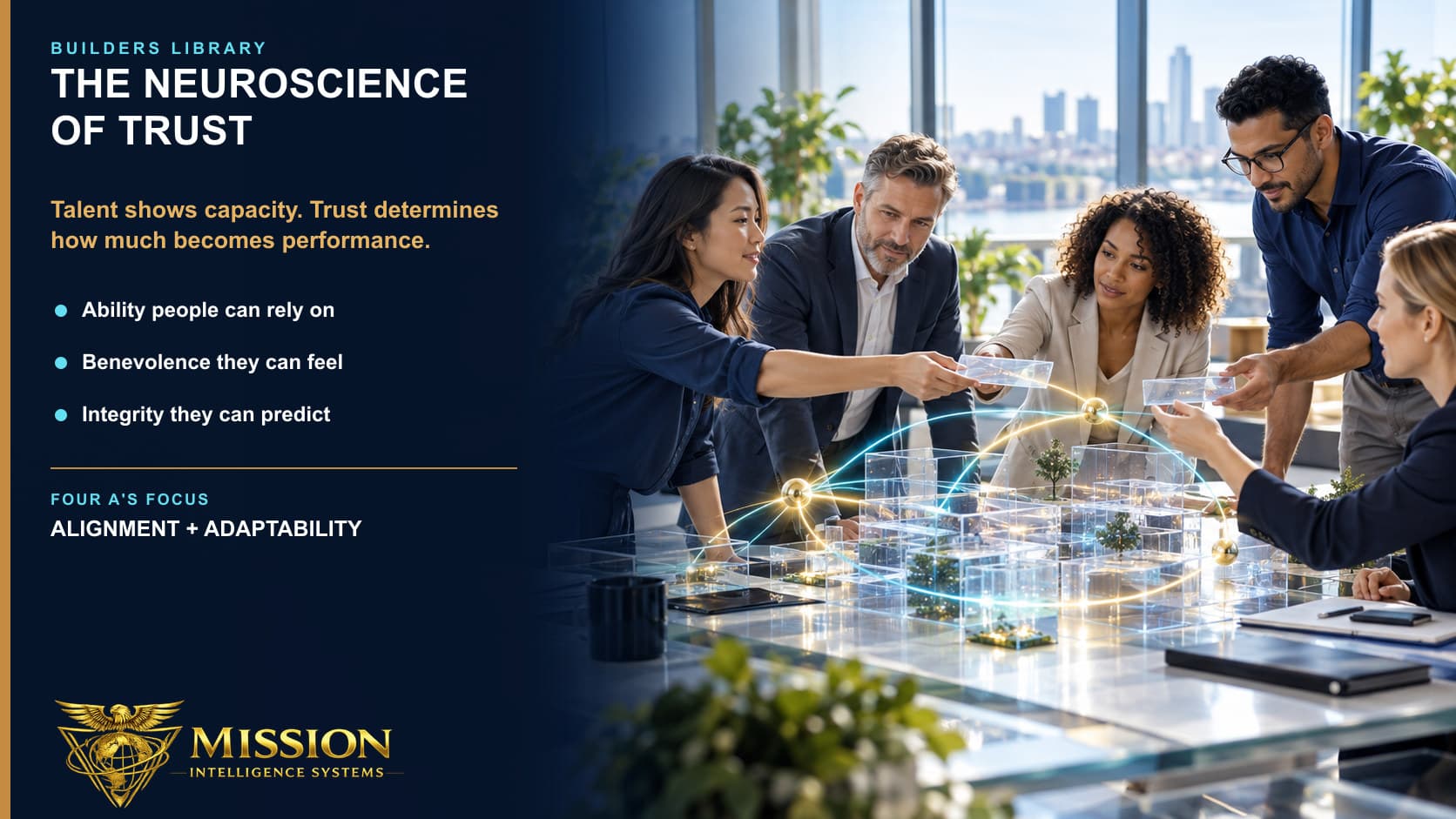 A cross-industry team openly exchanges unfinished evidence and responsibility through a visible network of cooperation.