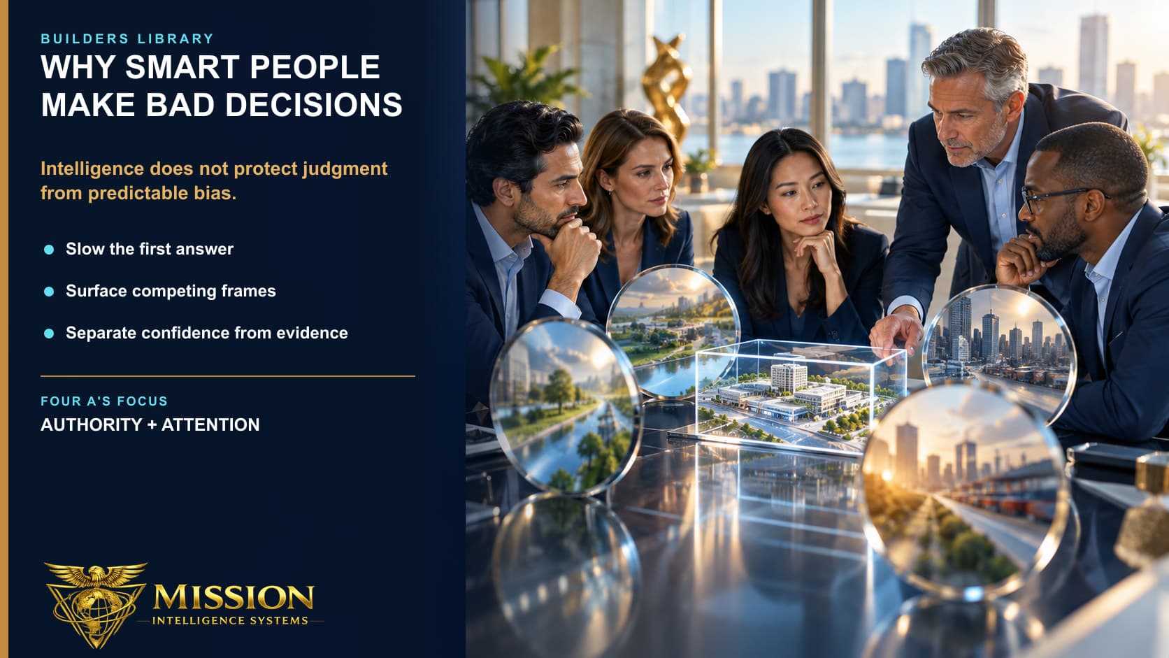 A capable leadership team examines one decision through several lenses that reveal different interpretations of the same evidence.