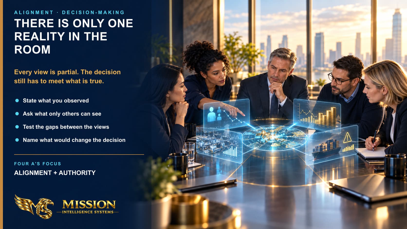 A cross-functional leadership team combines customer, financial, operational, and delivery evidence into one shared operating picture.